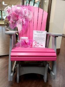 Pink chair raffle for breast cancer awareness month