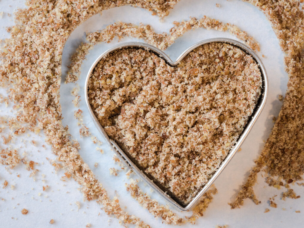 Grains in a heart-shaped bowl